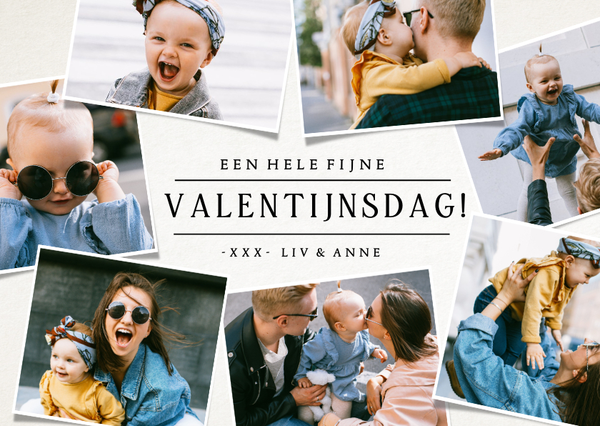 Valentijnskaarten - Valentijnskaart fotocollage kaart met 7 eigen foto's