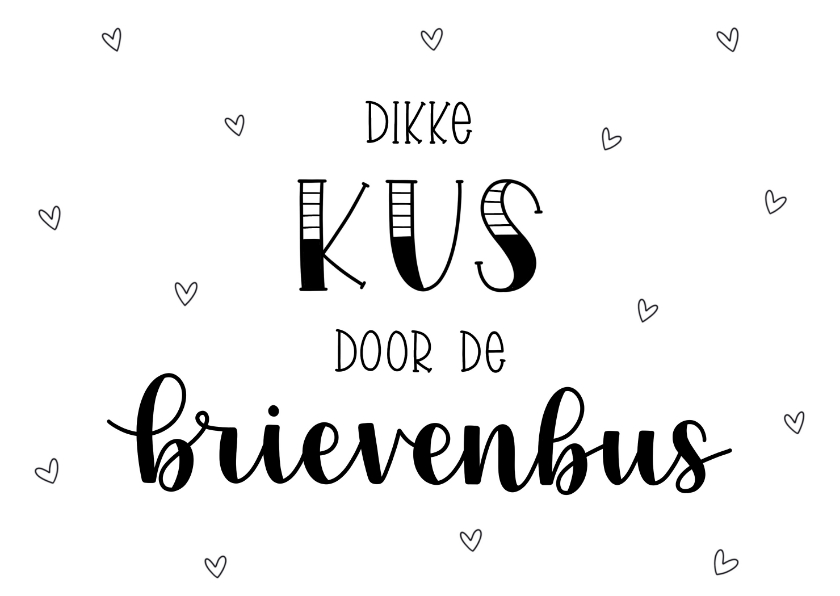Valentijnskaart handlettering dikke kus door de brievenbus - Valentijnskaarten Valentijnskaarten - Valentijnskaart handlettering dikke kus door de brievenbus
