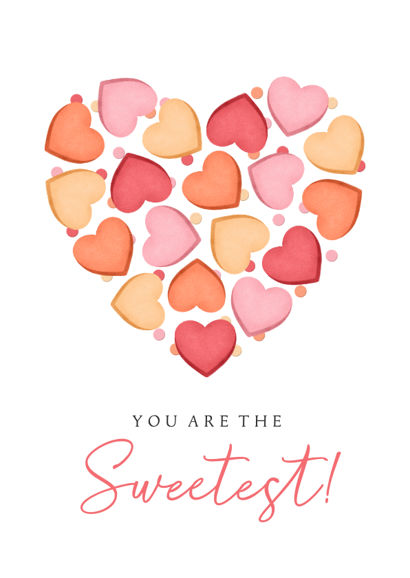 Valentijnskaarten - Valentijnskaart hartjes snoep confetti you are the sweetest 