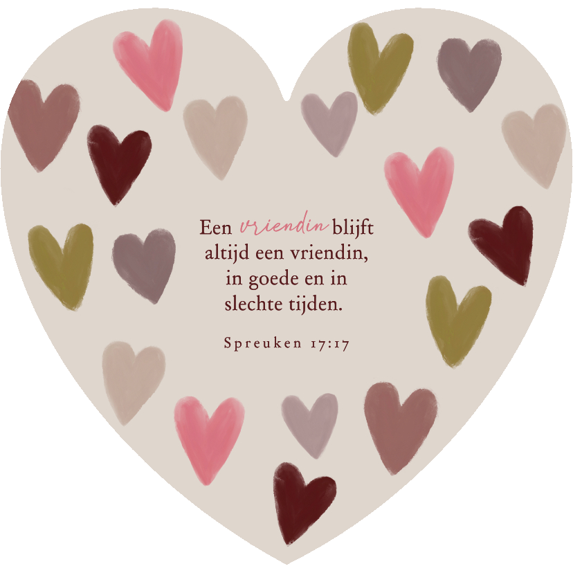 Valentijnskaarten - Valentijnskaart hartvorm hartjes vriendin bijbeltekst