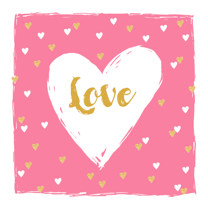 Valentijnskaarten - Valentijnskaart hip hartjes goud roze