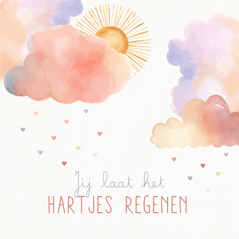 Valentijnskaart jij laat het hartjes regenen kleurrijk - Valentijnskaarten Valentijnskaarten - Valentijnskaart jij laat het hartjes regenen kleurrijk