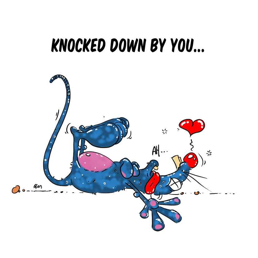 Valentijnskaarten - Valentijnskaart knocked down by you