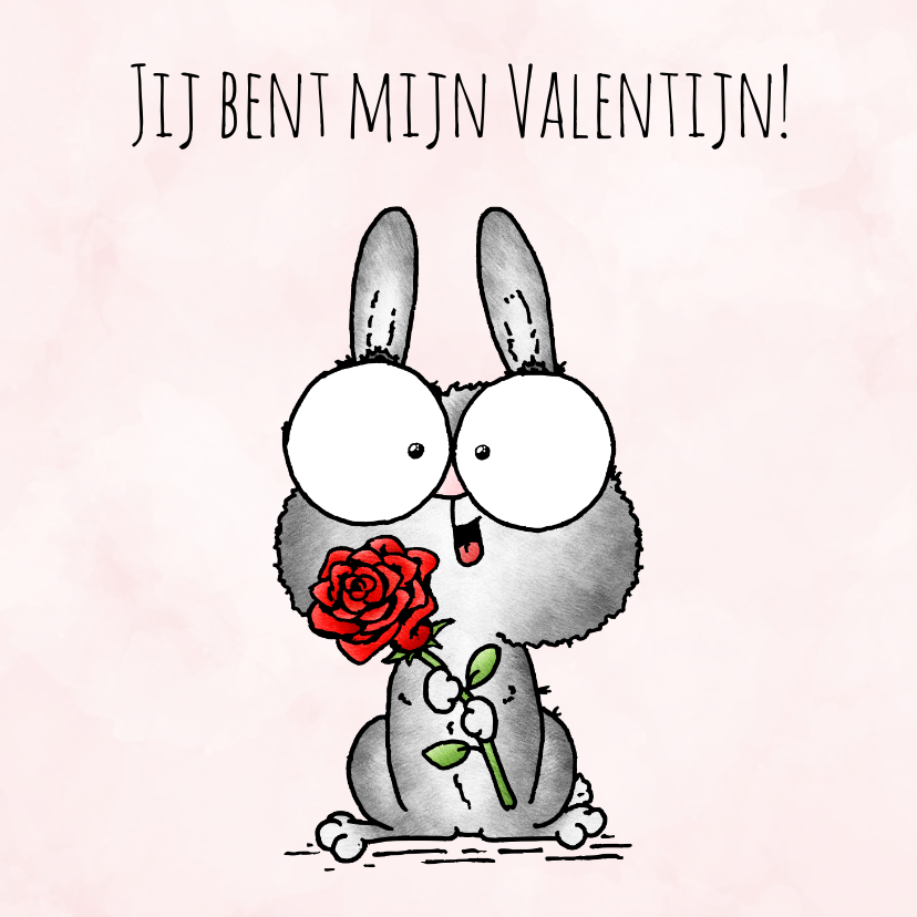 Valentijnskaarten - Valentijnskaart konijntje - Jij bent mijn Valentijn!