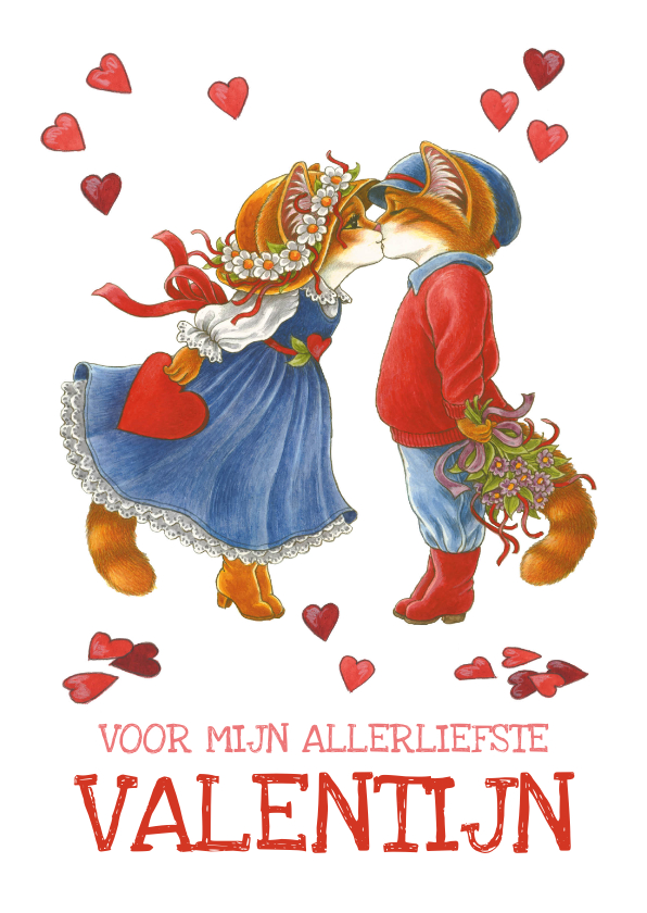 Valentijnskaarten - Valentijnskaart kusjes poes molly