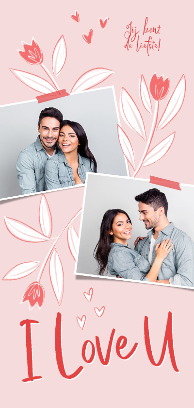Valentijnskaart liefde bloemen tulpen foto's hartjes - Valentijnskaarten Valentijnskaarten - Valentijnskaart liefde bloemen tulpen foto's hartjes