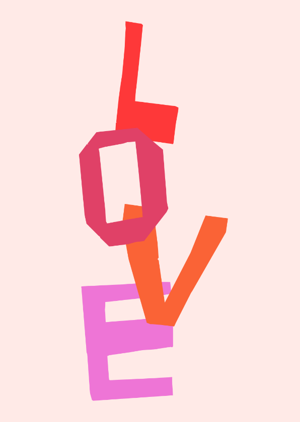 Valentijnskaart 'Love' in gekleurde letters - Valentijnskaarten Valentijnskaarten - Valentijnskaart 'Love' in gekleurde letters
