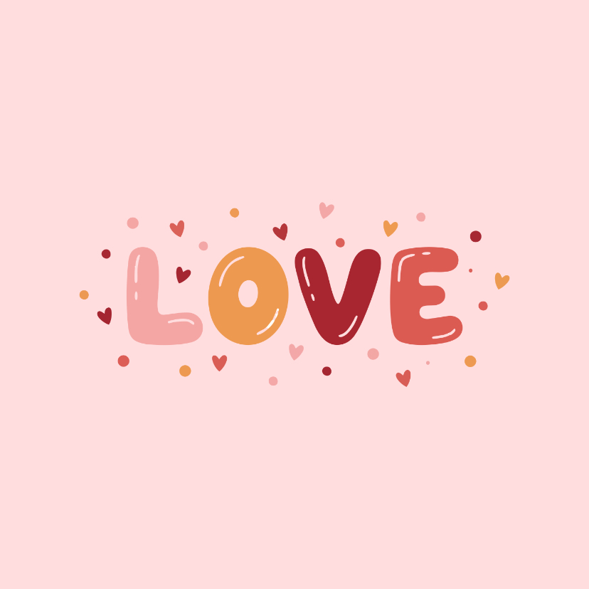 Valentijnskaarten - Valentijnskaart love letters met hartjes