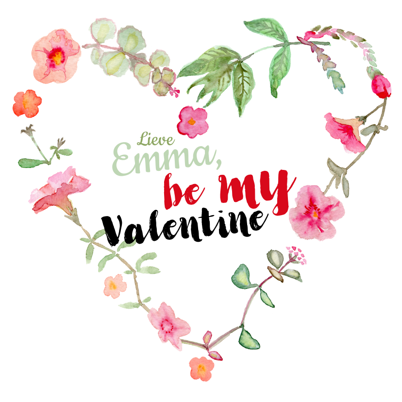Valentijnskaart met bloemen hartje - Valentijnskaarten Valentijnskaarten - Valentijnskaart met bloemen hartje