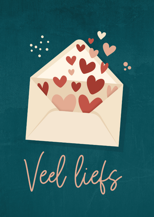 Valentijnskaarten - Valentijnskaart met enveloppe met hartjes