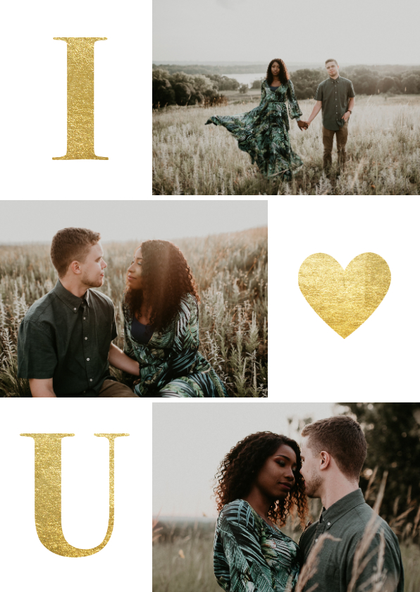 Valentijnskaarten - Valentijnskaart met gouden typografie en foto's