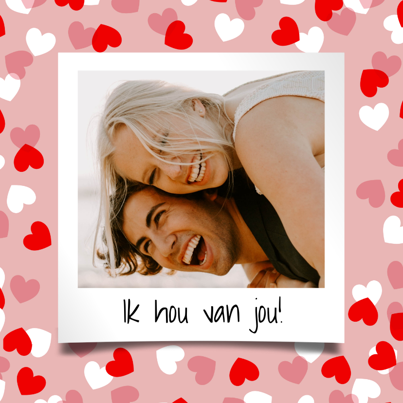 Valentijnskaart met hartjeskader en foto - Valentijnskaarten Valentijnskaarten - Valentijnskaart met hartjeskader en foto