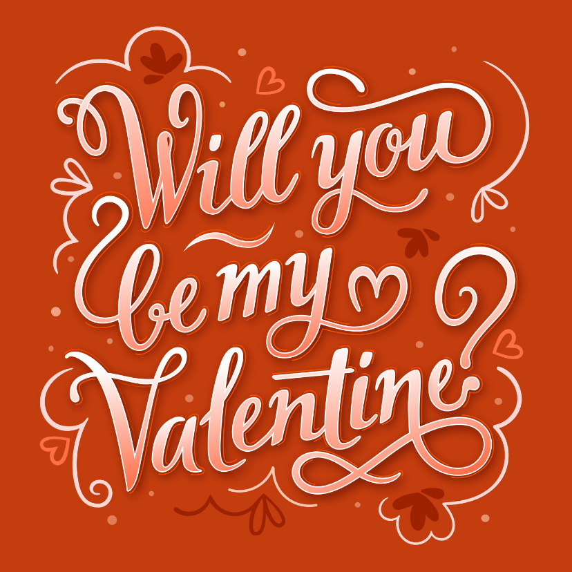 Valentijnskaarten - Valentijnskaart met sierlijke typografie