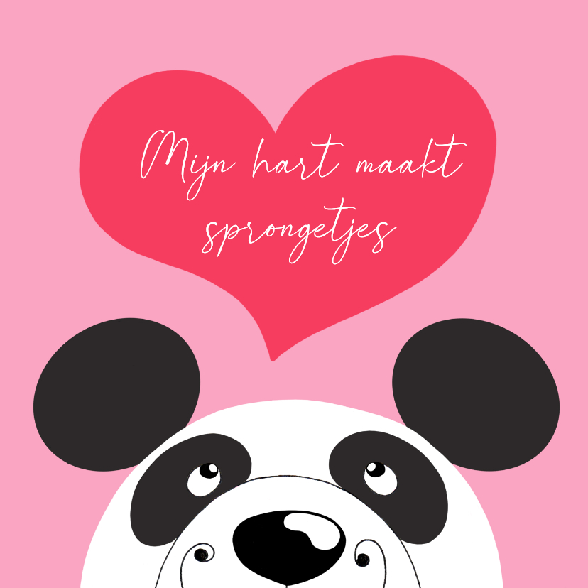 Valentijnskaart - Panda sprongetjes van geluk - Valentijnskaarten Valentijnskaarten - Valentijnskaart - Panda sprongetjes van geluk