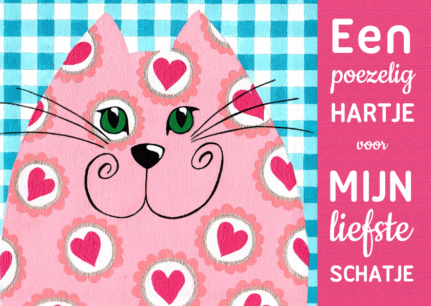 Valentijnskaart - Poezelig katje - Valentijnskaarten Valentijnskaarten - Valentijnskaart - Poezelig katje