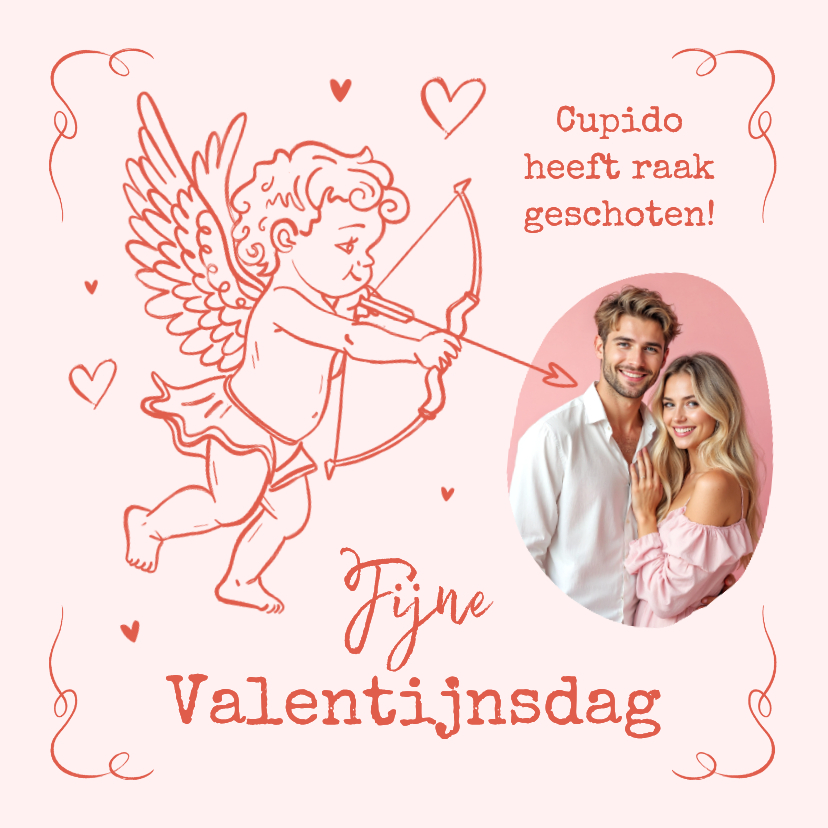 Valentijnskaarten - Valentijnskaart romantisch doodle cupido foto Valentijnsdag