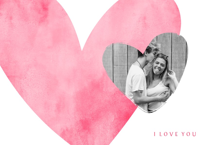 Valentijnskaarten - Valentijnskaart roze hart met foto in hartje