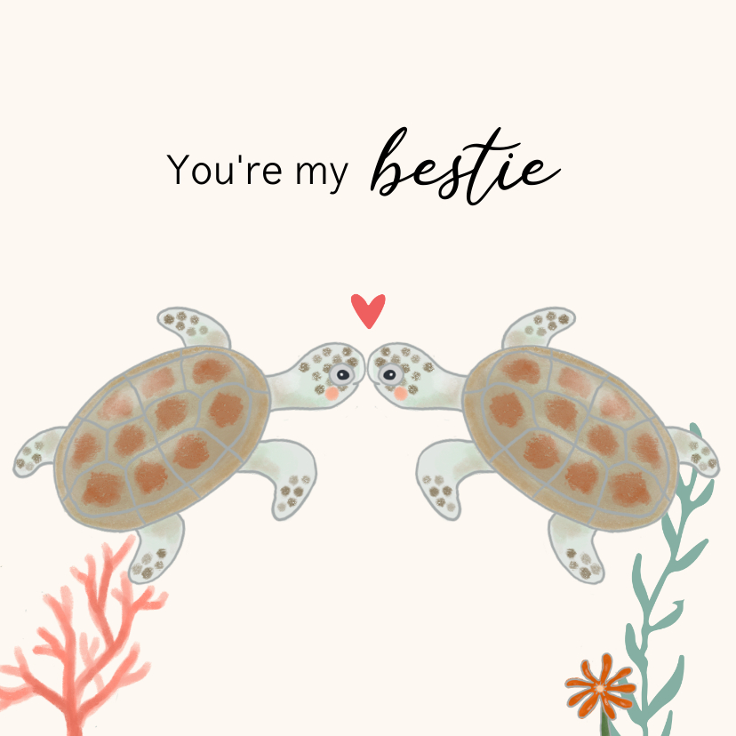 Valentijnskaart - Schildpadjes met hartje - Valentijnskaarten Valentijnskaarten - Valentijnskaart - Schildpadjes met hartje