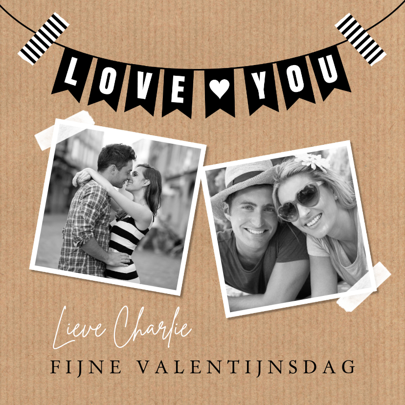 Valentijnskaart slinger "love you" foto kraftlook - Valentijnskaarten Valentijnskaarten - Valentijnskaart slinger "love you" foto kraftlook