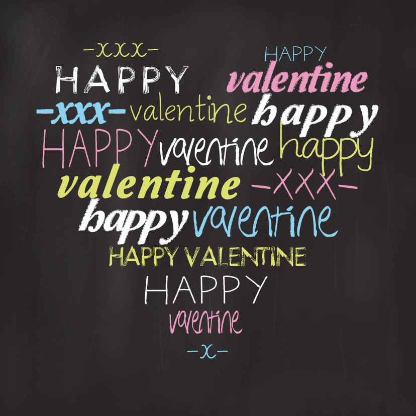 Valentijnskaarten - Valentijnskaart tekst hart krijtbord