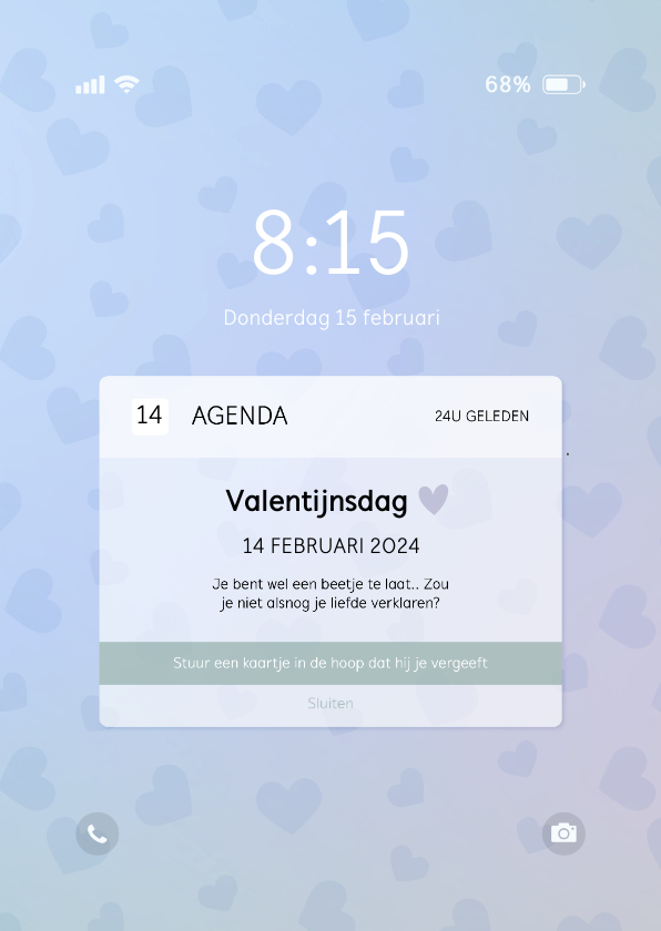 Valentijnskaarten - Valentijnskaart telefoon notificatie te laat