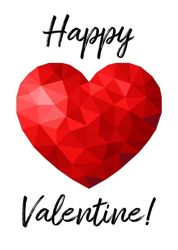 Valentijnskaart voor man met rood low poly hart - Valentijnskaarten Valentijnskaarten - Valentijnskaart voor man met rood low poly hart