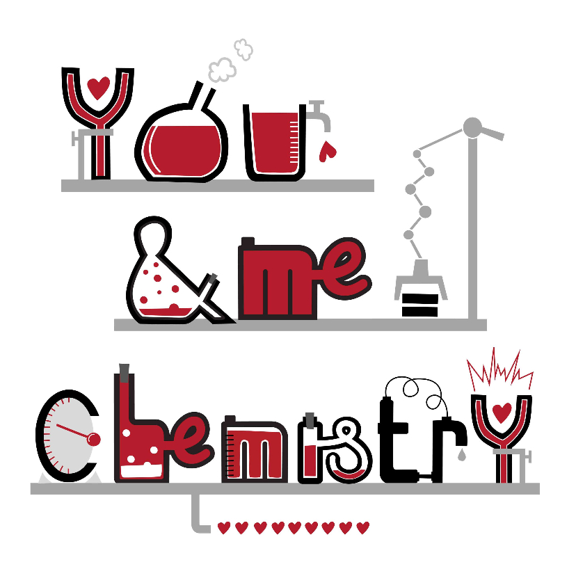 Valentijnskaarten - Valentijnskaart you & me chemistry