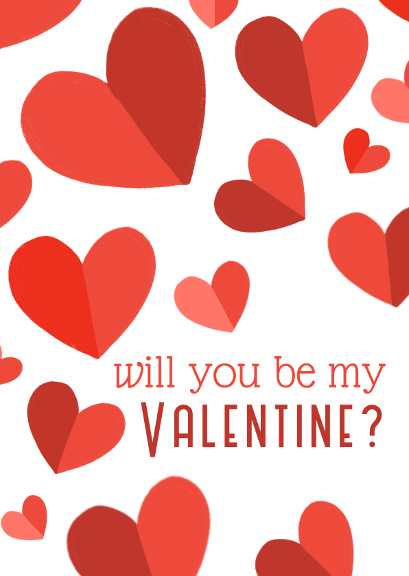Valentijnskaarten - Valentijnskaartje hartjes will you be my valentine?