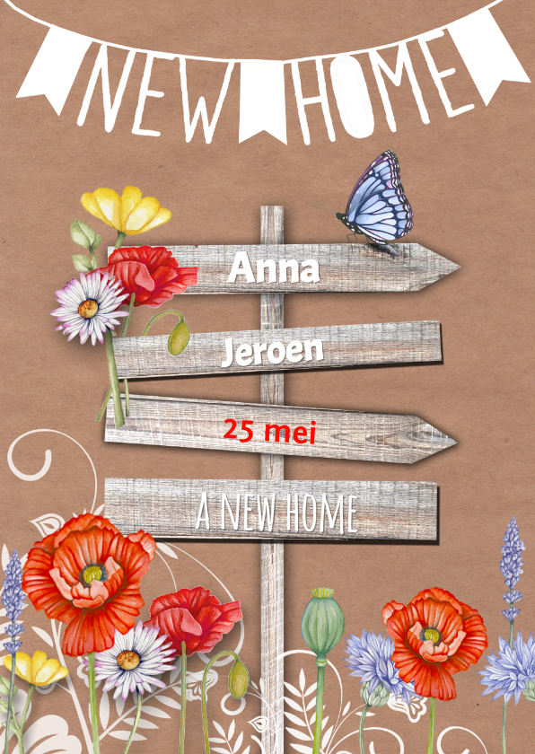 A New Home wegwijzer - Verhuiskaarten Verhuiskaarten - A New Home wegwijzer