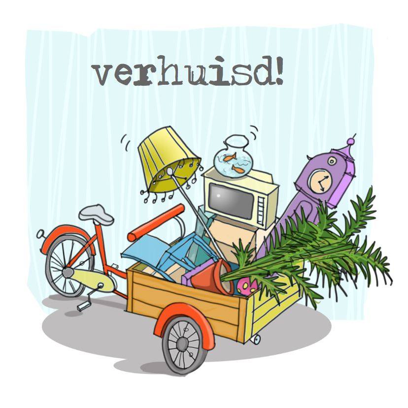 Bakfiets Anet illustraties - Verhuiskaarten Verhuiskaarten - Bakfiets Anet illustraties
