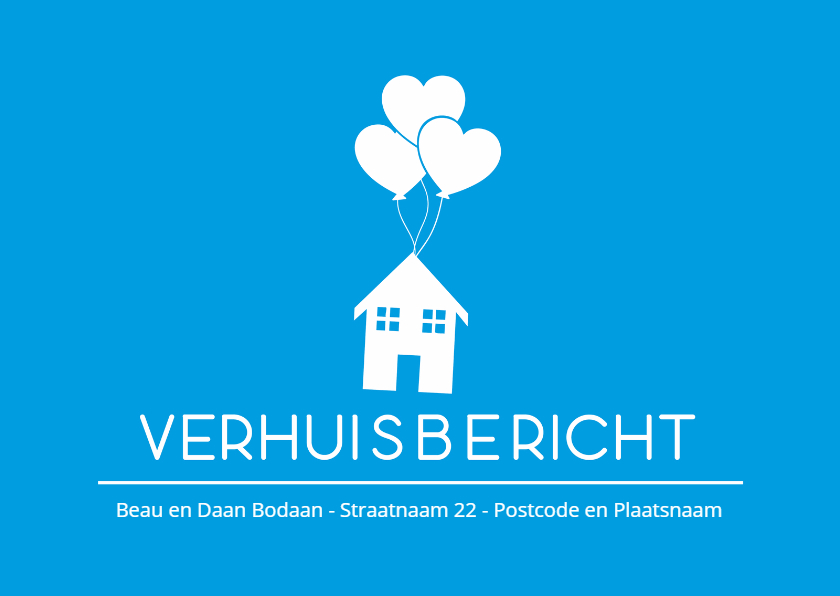 Blauwe verhuisbericht - Verhuiskaarten Verhuiskaarten - Blauwe verhuisbericht