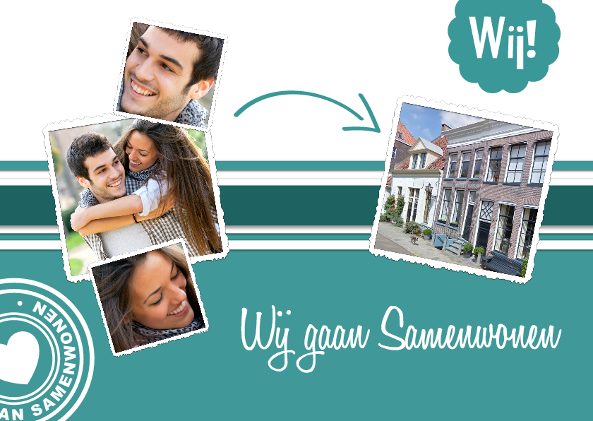 Collage wij gaan samenwonen - BK - Verhuiskaarten Verhuiskaarten - Collage wij gaan samenwonen - BK