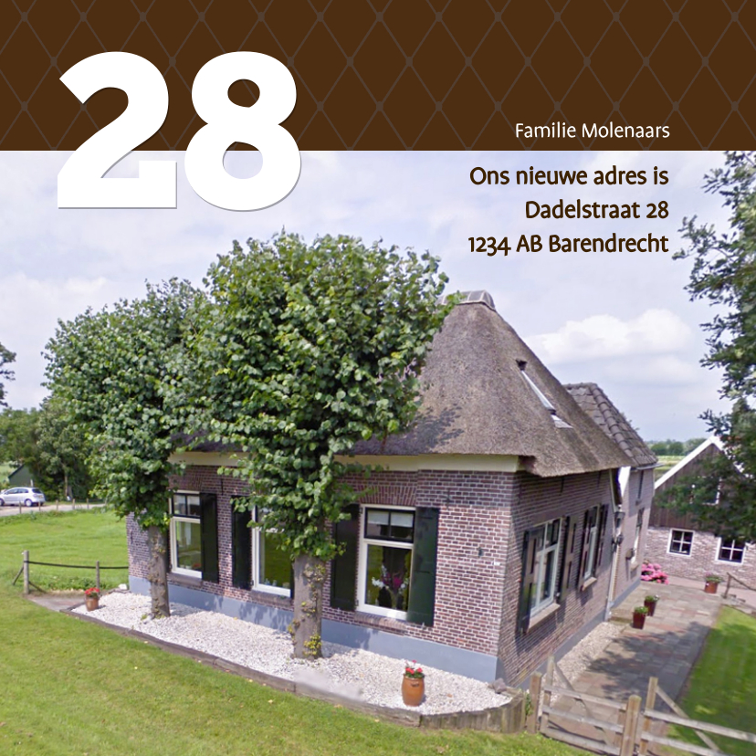 Foto 4kant Huisnummer - BK - Verhuiskaarten Verhuiskaarten - Foto 4kant Huisnummer - BK