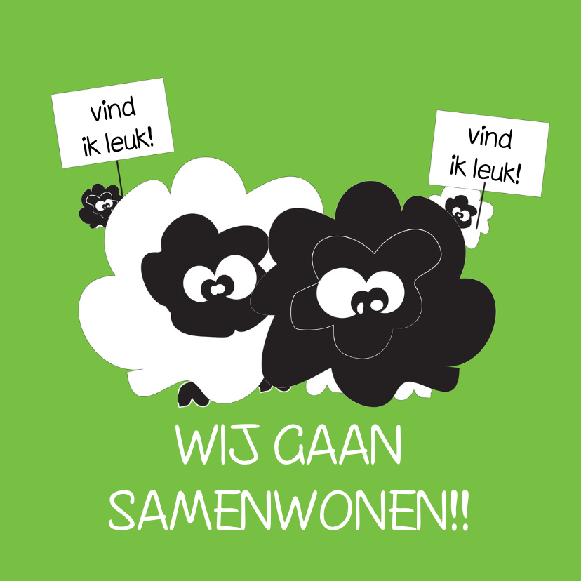 Grappige samenwonenkaart - vind ik leuk! Van Mo Cards - Verhuiskaarten Verhuiskaarten - Grappige samenwonenkaart - vind ik leuk! Van Mo Cards