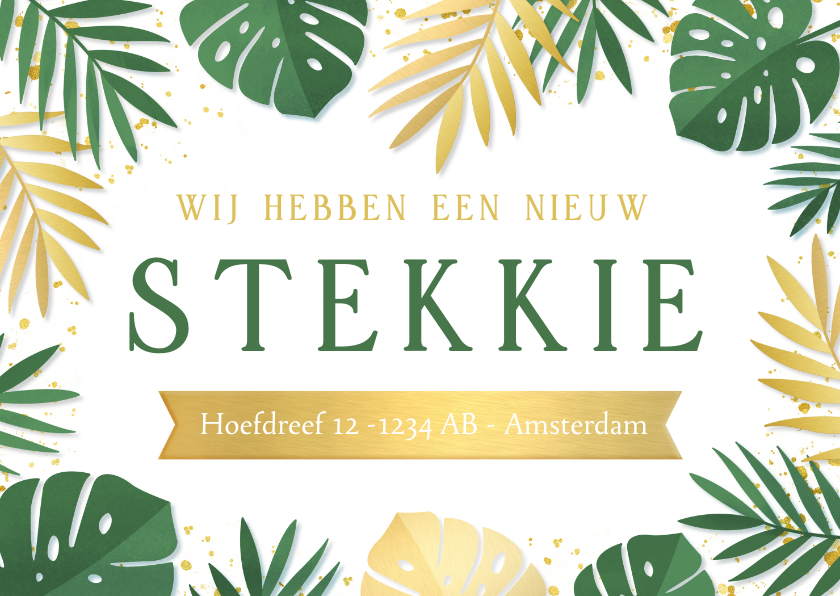 Verhuiskaarten - Hip verhuisbericht een nieuw stekkie in jungle stijl