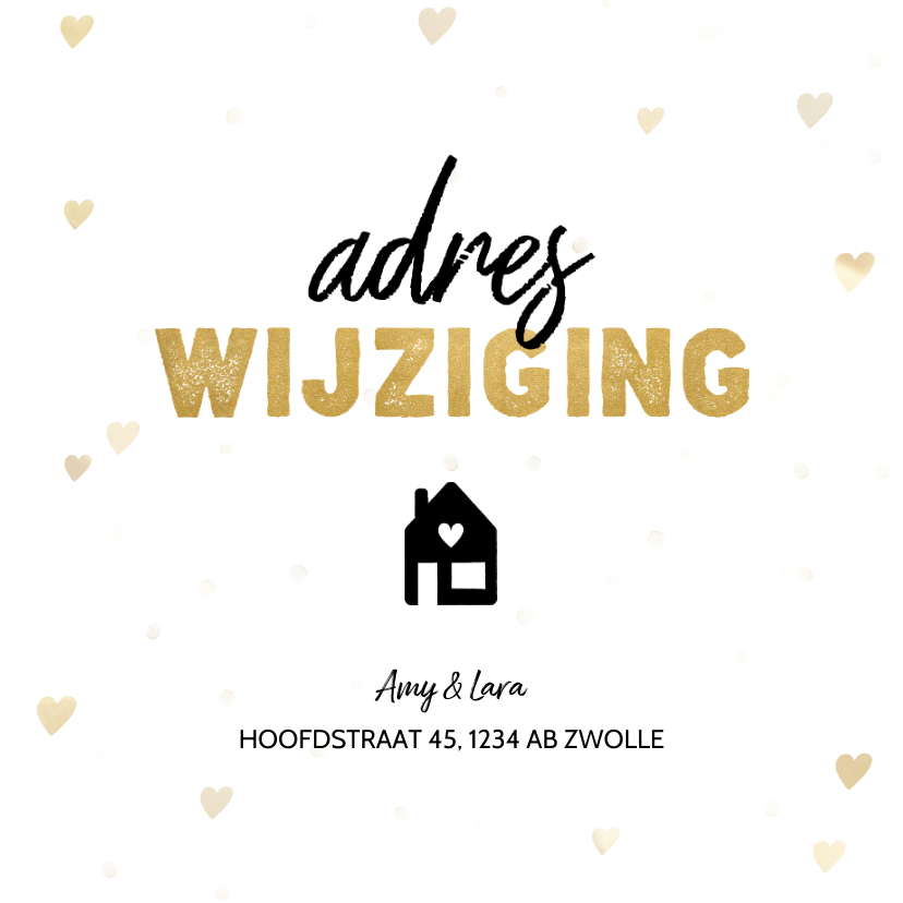Hippe verhuiskaart adreswijziging hartjes en huisje - Verhuiskaarten Verhuiskaarten - Hippe verhuiskaart adreswijziging hartjes en huisje