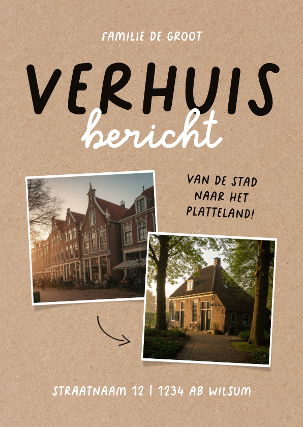 Verhuiskaarten - Kraft verhuiskaartje adreswijziging met foto's