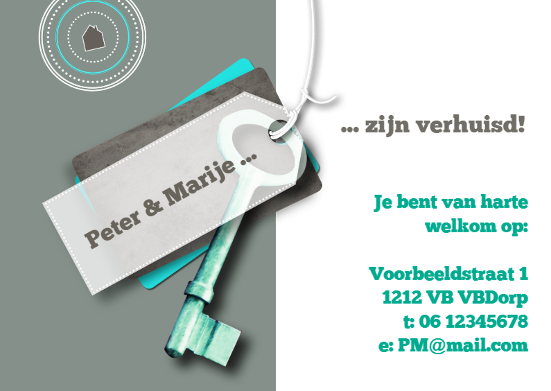 Label sleutel prints eigen txt - Verhuiskaarten Verhuiskaarten - Label sleutel prints eigen txt