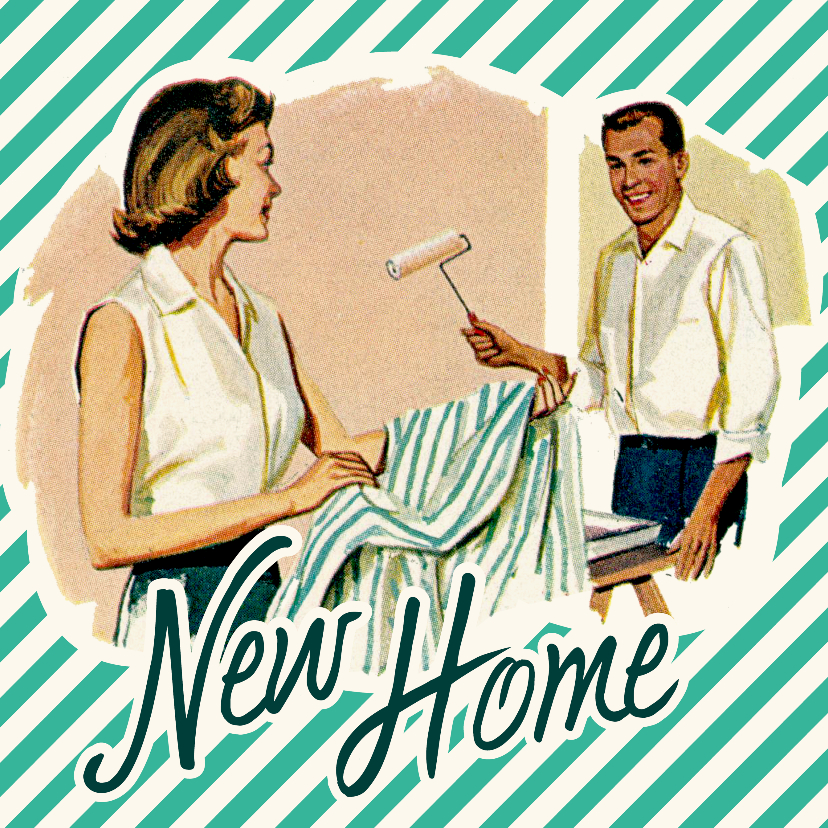 New Home vintage stelletje - Verhuiskaarten Verhuiskaarten - New Home vintage stelletje