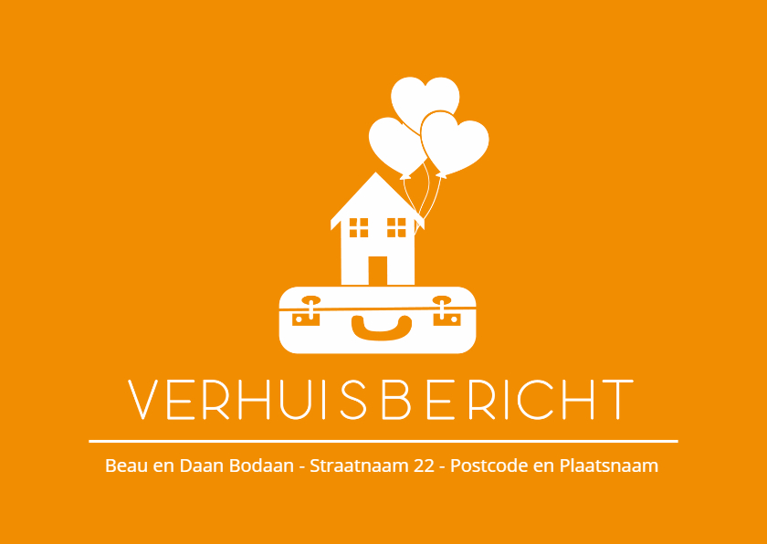 Oranje verhuisbericht - Verhuiskaarten Verhuiskaarten - Oranje verhuisbericht