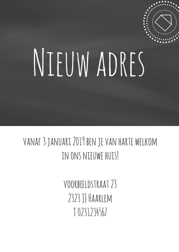 Schoolbord print eigen tekst - Verhuiskaarten Verhuiskaarten - Schoolbord print eigen tekst