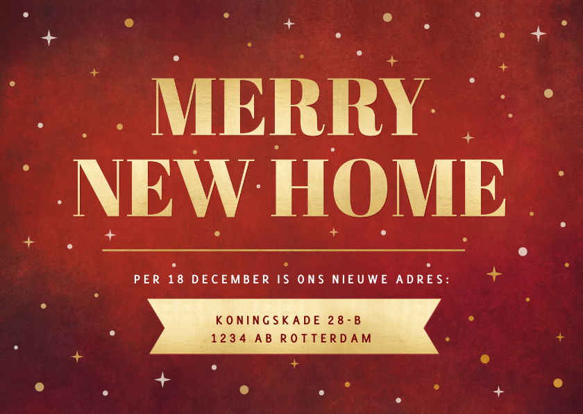 Verhuisbericht en kerstkaart inéén - Merry new home - Verhuiskaarten Verhuiskaarten - Verhuisbericht en kerstkaart inéén - Merry new home