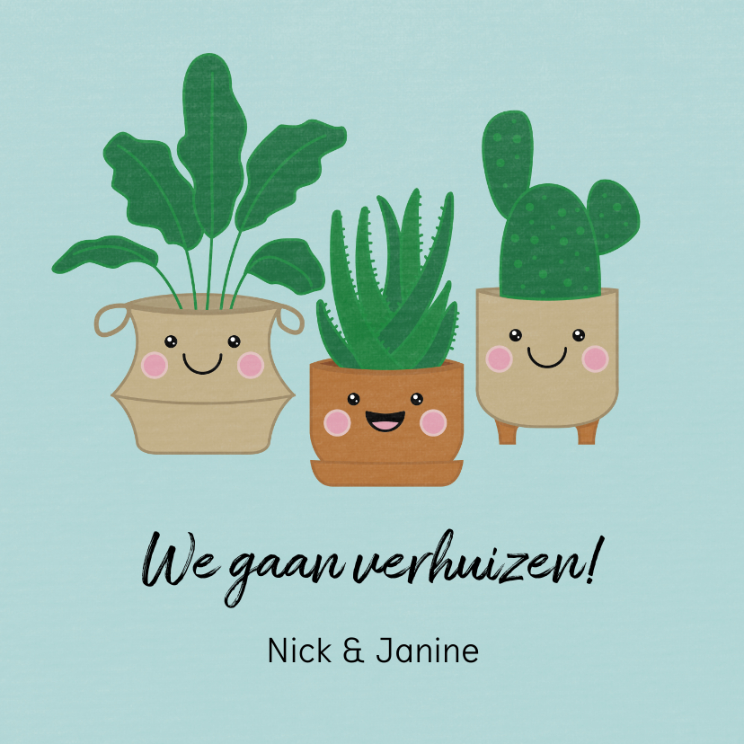 Verhuiskaarten - Verhuisbericht met vrolijke planten