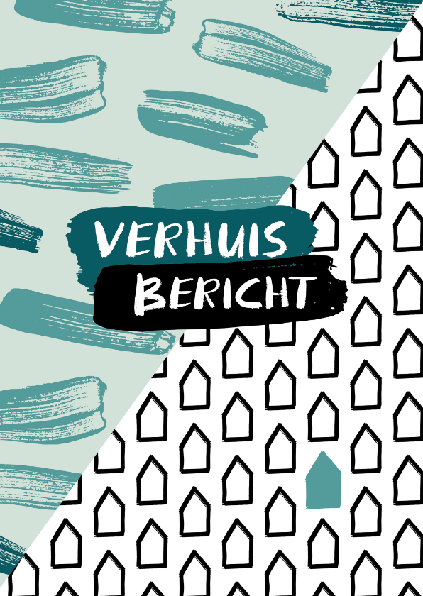 Verhuiskaarten - Verhuisbericht verf en huisjes 