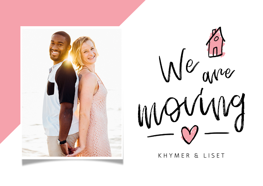 Verhuisbericht we are moving hip met foto - Verhuiskaarten Verhuiskaarten - Verhuisbericht we are moving hip met foto