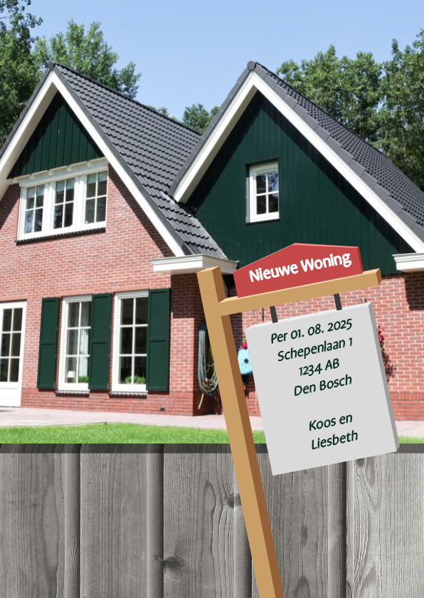 Verhuisbord nieuwe woning - BK - Verhuiskaarten Verhuiskaarten - Verhuisbord nieuwe woning - BK