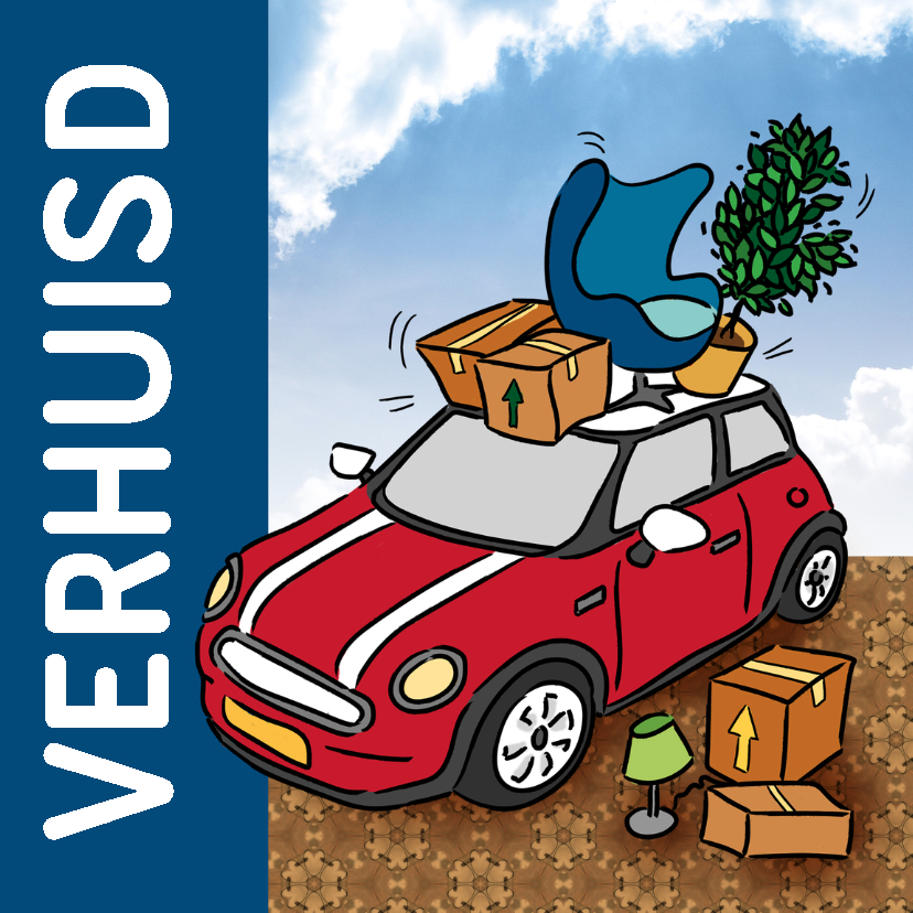 Verhuisd met een mini - Verhuiskaarten Verhuiskaarten - Verhuisd met een mini