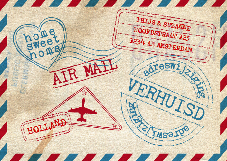 Verhuiskaart airmail stoer - Verhuiskaarten Verhuiskaarten - Verhuiskaart airmail stoer