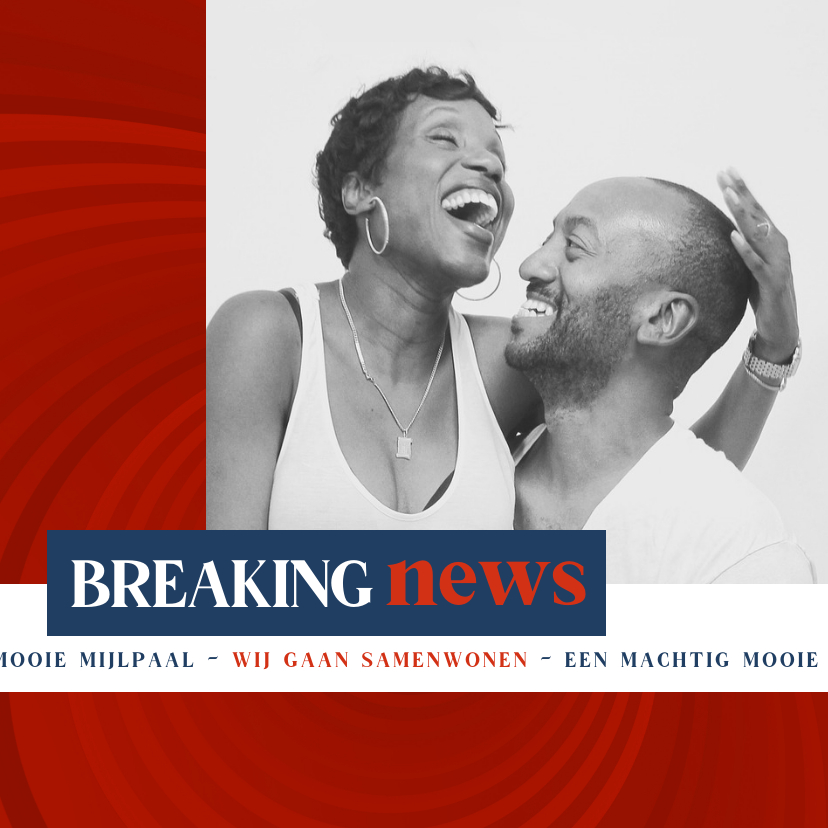 Verhuiskaart breaking news samenwonen - Verhuiskaarten Verhuiskaarten - Verhuiskaart breaking news samenwonen