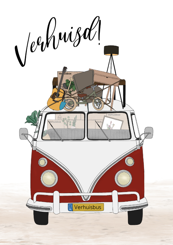 Verhuiskaarten - Verhuiskaart bus met meubels